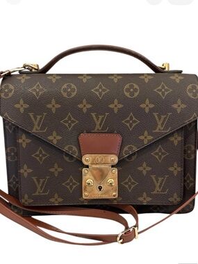 Louis Vuitton LV  Monceau S-Lock Bag Brown Monogram 2-Way Bag